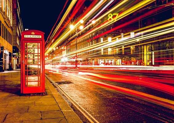 london red phone box traffic at night - UK - ev charger incentives guide - wallbox