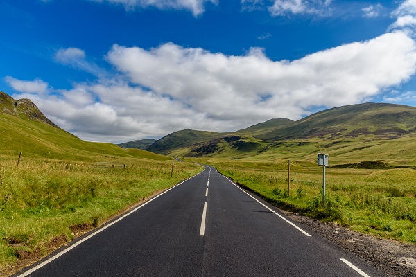 road to zero strategy - road in scottish highlands